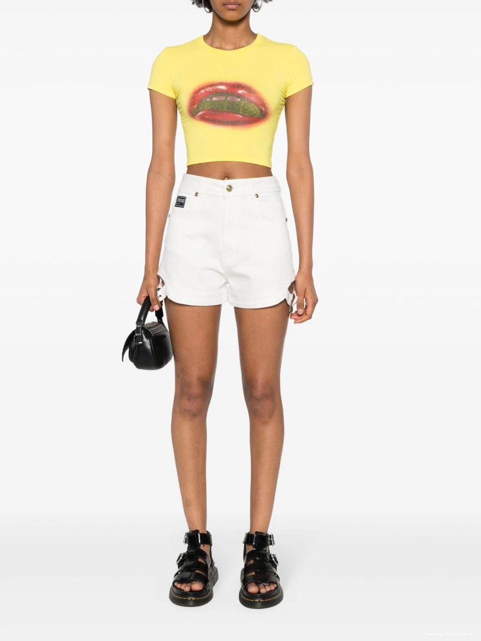 Cheap denim Couture Versace shorts Baroque Jeans Buckle Women 0415